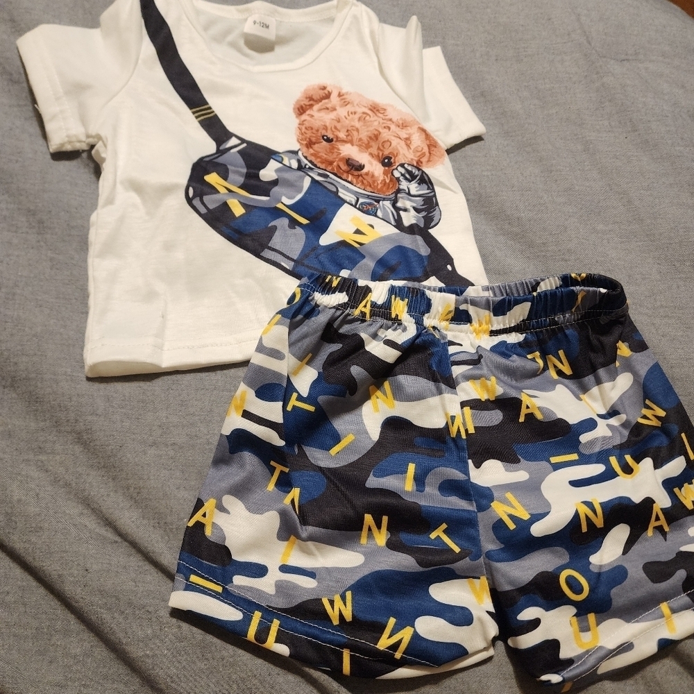 W1 - Darling Camo Bear Short Set 9-12 Months